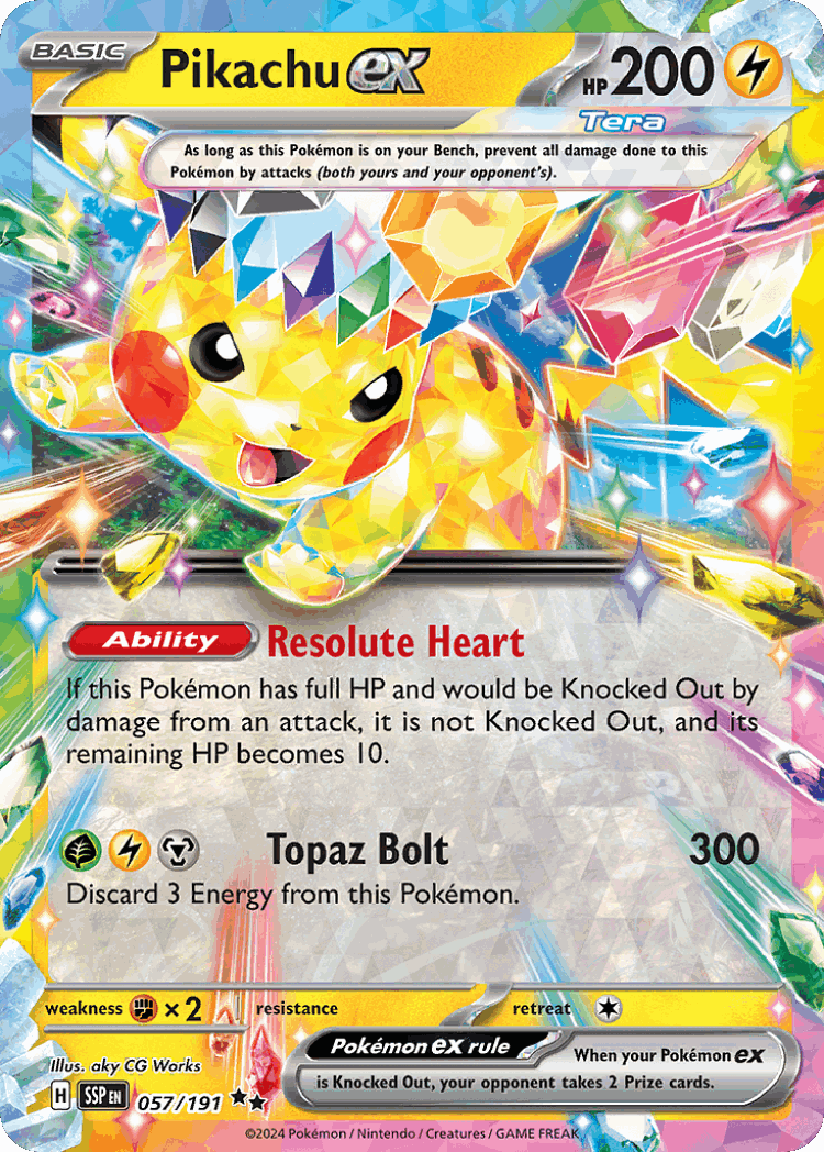 Pikachu ex #57 from Surging Sparks - Double Rare - Illustrated by aky CG Works