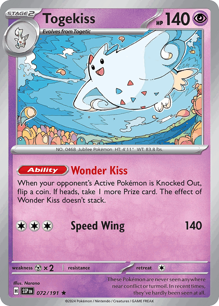 Togekiss #72 from Surging Sparks - Rare - Illustrated by Narano