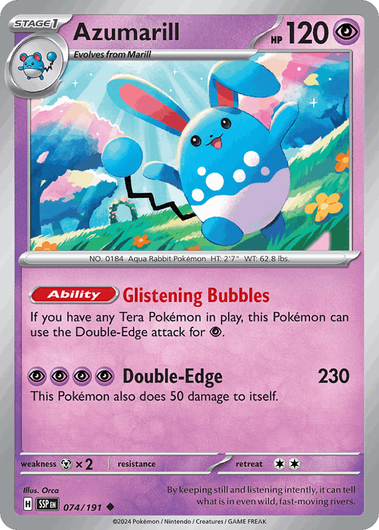 Azumarill #74 from Surging Sparks - Uncommon - Illustrated by Orca