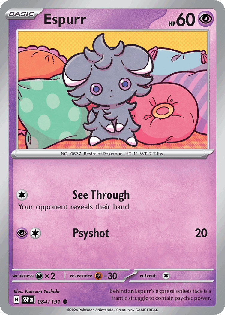 Espurr #84 from Surging Sparks - Common - Illustrated by Natsumi Yoshida