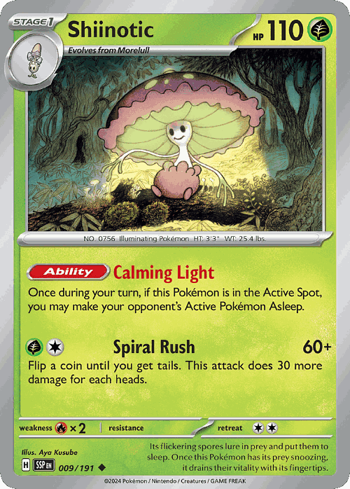 Shiinotic Pokémon TCG card art
