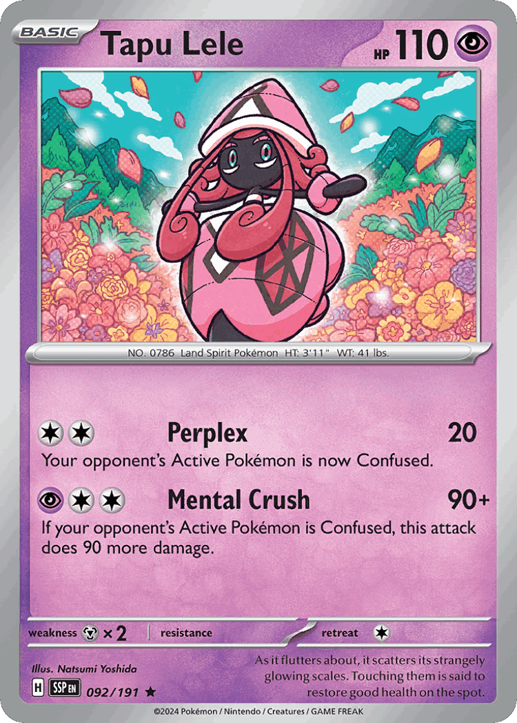 Tapu Lele #92 from Surging Sparks - Rare - Illustrated by Natsumi Yoshida