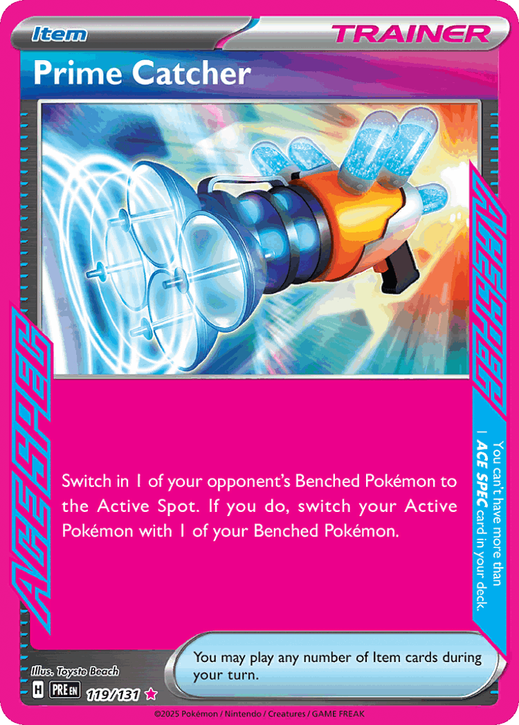 Prime Catcher #119 from Prismatic Evolutions - ACE SPEC Rare - Illustrated by Toyste Beach