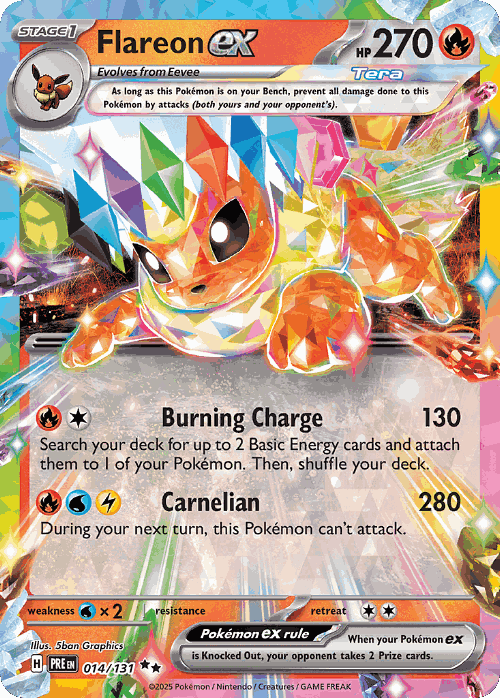 Flareon ex #14 from Prismatic Evolutions - Double Rare - Illustrated by 5ban Graphics
