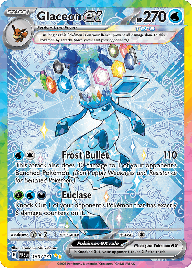 Glaceon ex #150 from Prismatic Evolutions - Special Illustration Rare - Illustrated by Kamome Shirahama