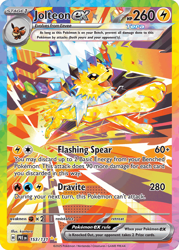 Jolteon ex #153 from Prismatic Evolutions - Special Illustration Rare - Illustrated by kantaro