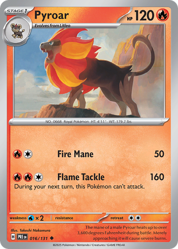 Pyroar #16 from Prismatic Evolutions - Uncommon - Illustrated by Takeshi Nakamura