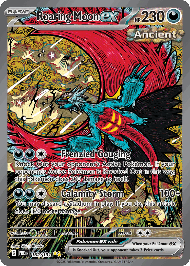 Roaring Moon ex #162 from Prismatic Evolutions - Special Illustration Rare - Illustrated by Shinji Kanda