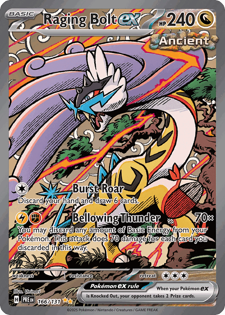 Raging Bolt ex #166 from Prismatic Evolutions - Special Illustration Rare - Illustrated by Uninori