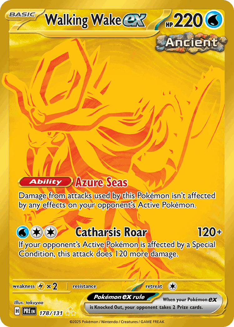 Walking Wake ex #178 from Prismatic Evolutions - Hyper Rare - Illustrated by takuyoa
