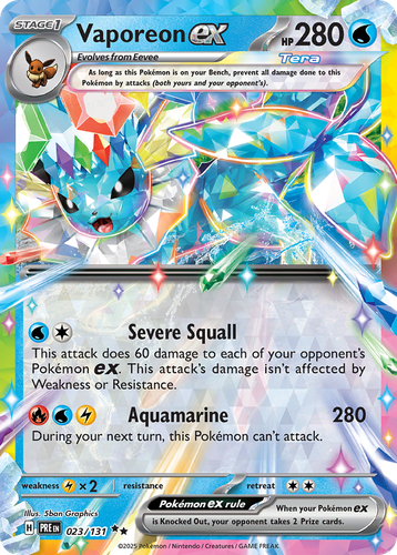 Vaporeon ex #23 from Prismatic Evolutions - Double Rare - Illustrated by 5ban Graphics