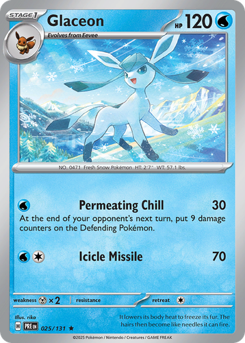 Glaceon #25 from Prismatic Evolutions - Rare - Illustrated by rika