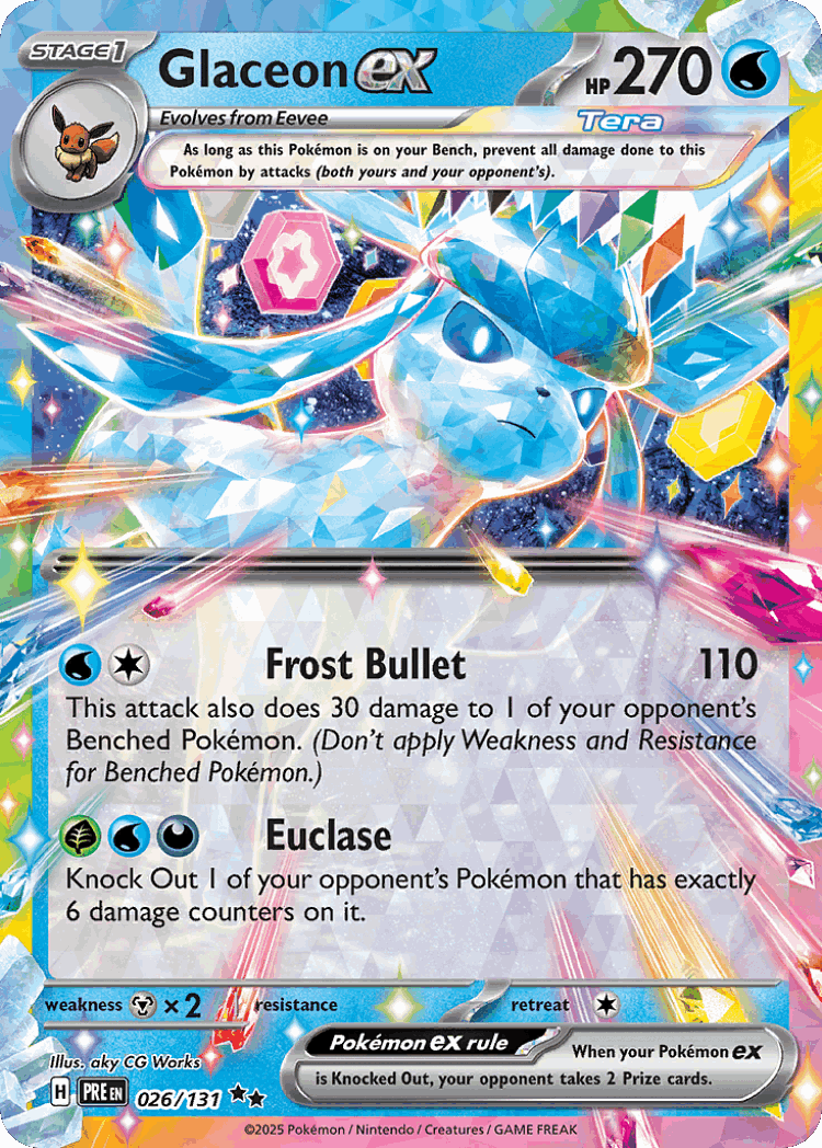 Glaceon ex #26 from Prismatic Evolutions - Double Rare - Illustrated by aky CG Works