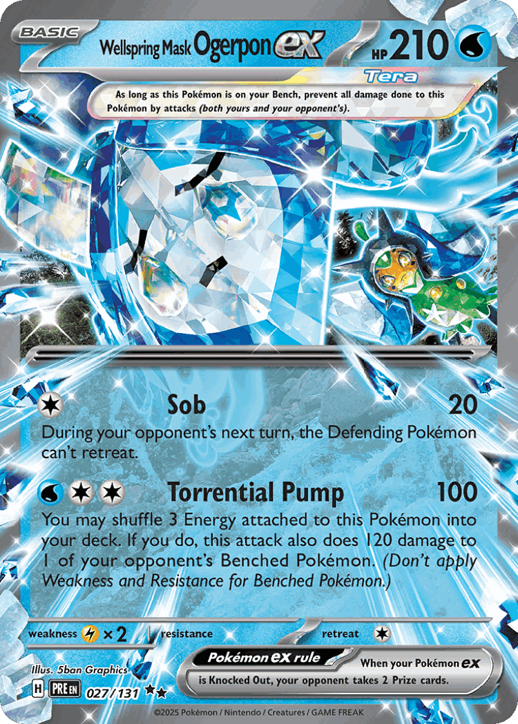 Wellspring Mask Ogerpon ex #27 from Prismatic Evolutions - Double Rare - Illustrated by 5ban Graphics