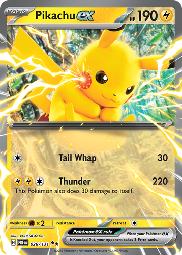 Pikachu ex #28 from Prismatic Evolutions - Double Rare - Illustrated by N-DESIGN Inc.