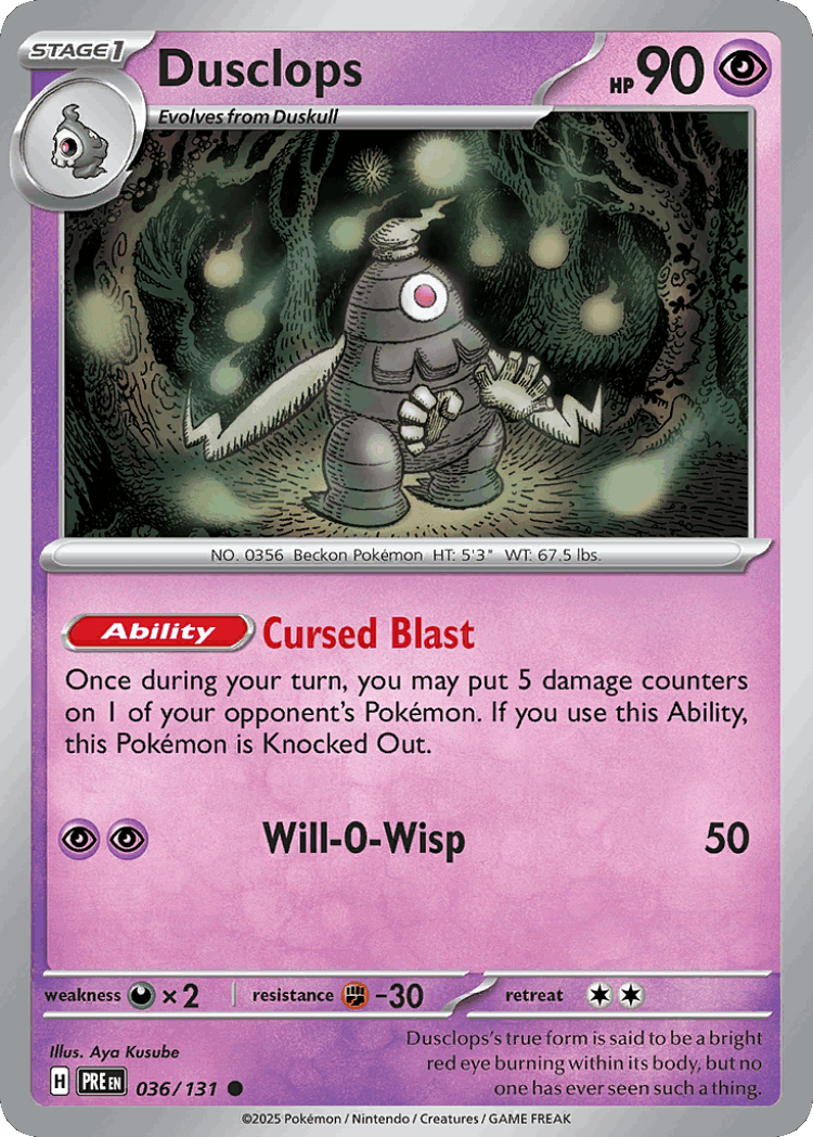 Dusclops #36 from Prismatic Evolutions - Common - Illustrated by Aya Kusube