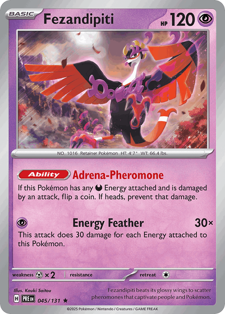 Fezandipiti #45 from Prismatic Evolutions - Rare - Illustrated by Kouki Saitou