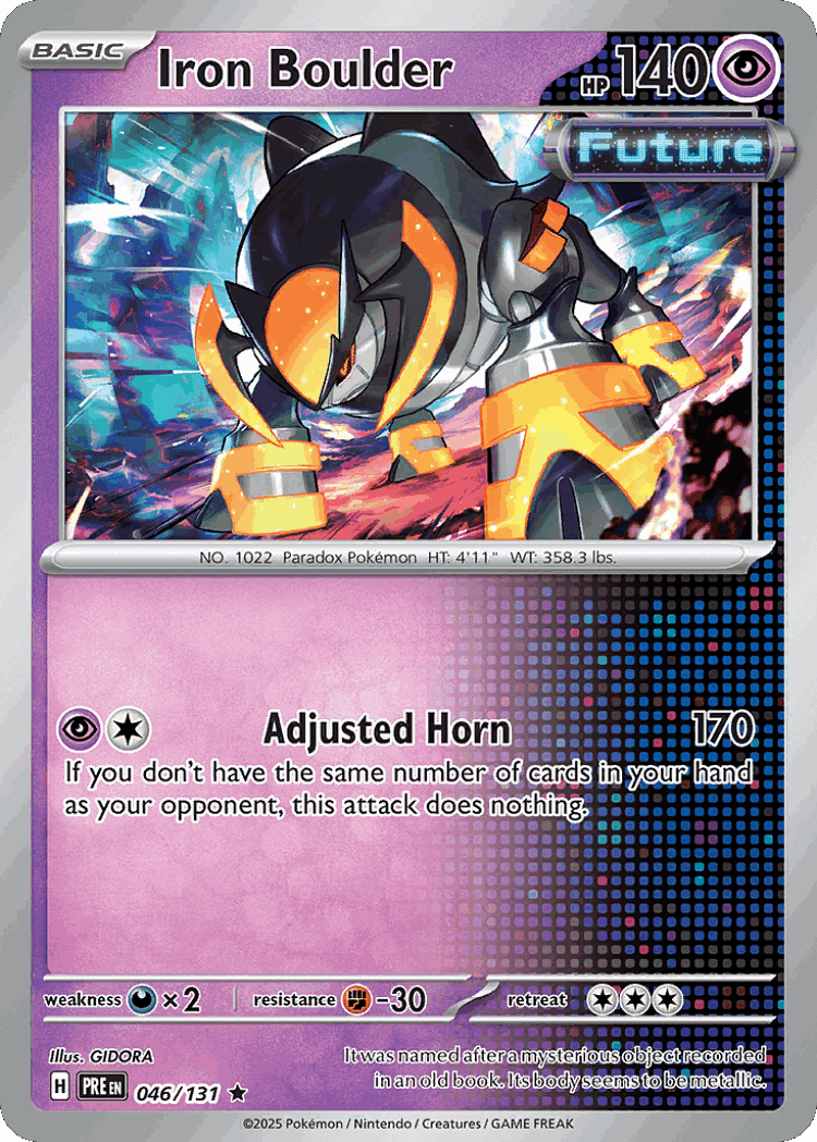 Iron Boulder #46 from Prismatic Evolutions - Rare - Illustrated by GIDORA