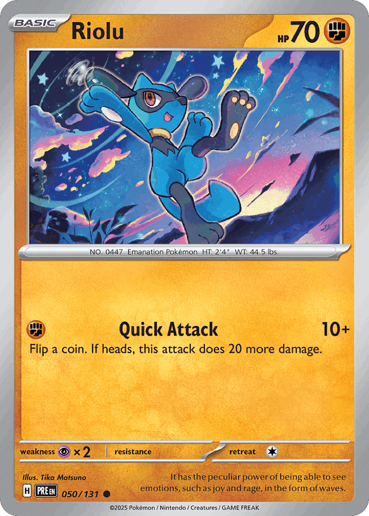 Riolu #50 from Prismatic Evolutions - Common - Illustrated by Tika Matsuno