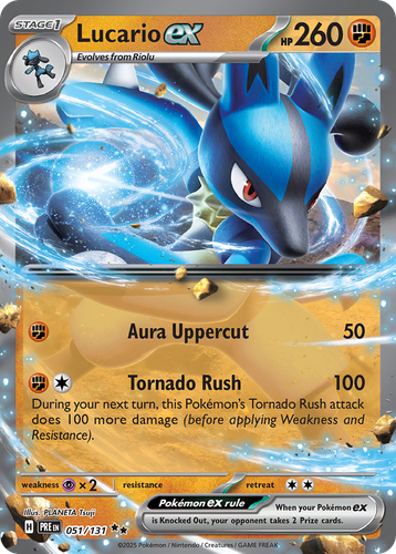 Lucario ex #51 from Prismatic Evolutions - Double Rare - Illustrated by PLANETA Tsuji