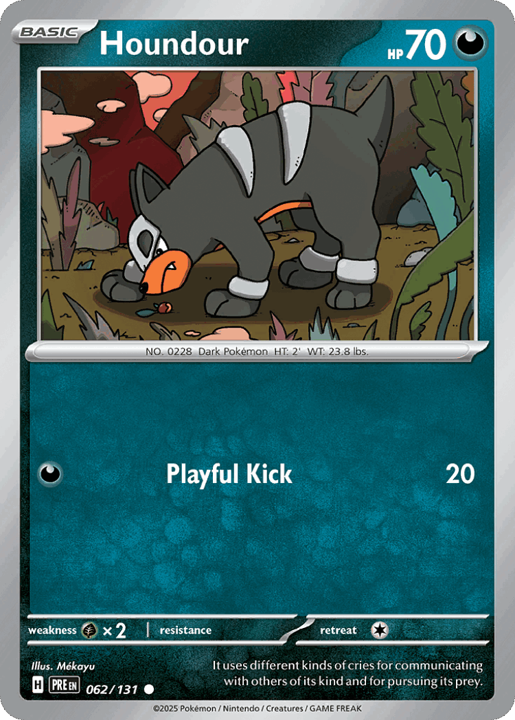 Houndour #62 from Prismatic Evolutions - Common - Illustrated by Mékayu