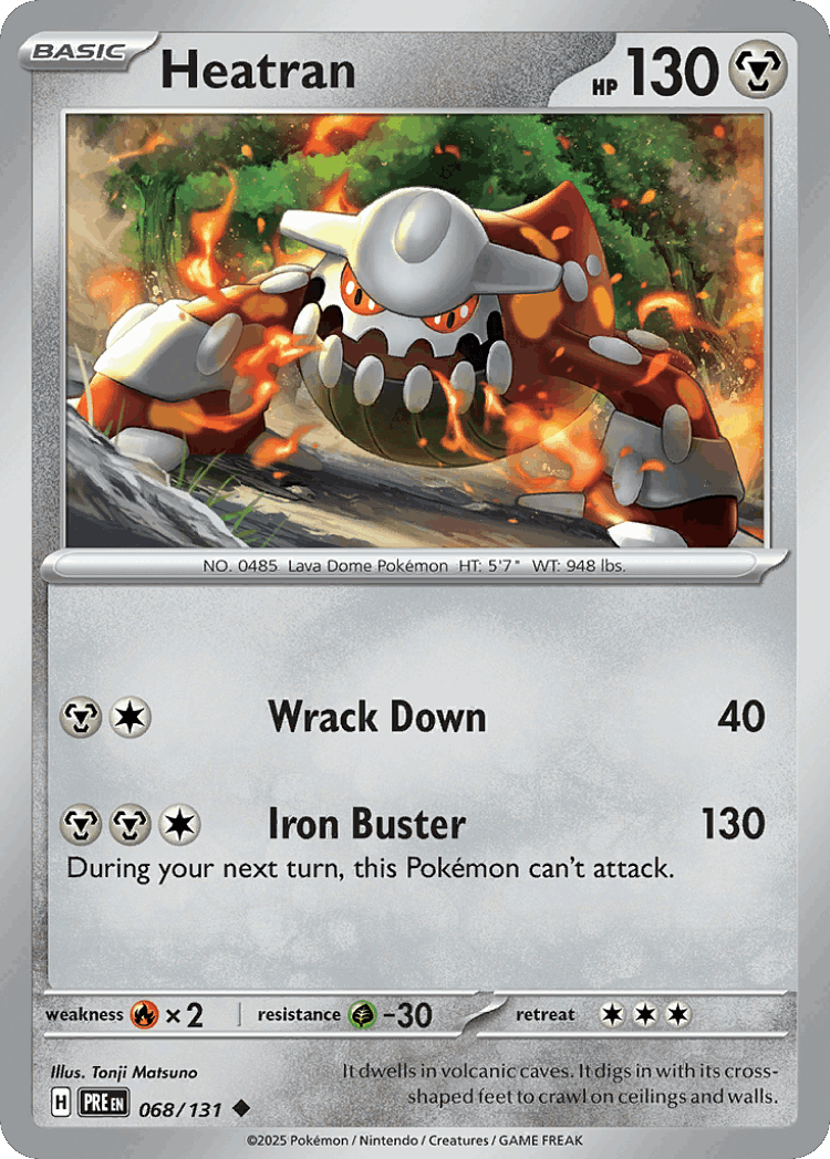 Heatran #68 from Prismatic Evolutions - Uncommon - Illustrated by Tonji Matsuno