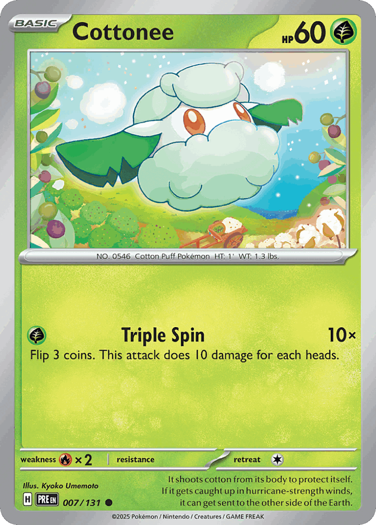 Cottonee #7 from Prismatic Evolutions - Common - Illustrated by Kyoko Umemoto