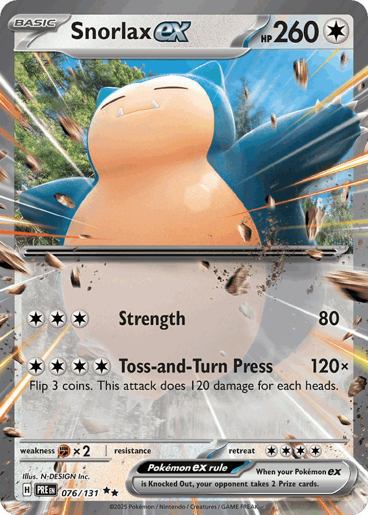 Snorlax ex #76 from Prismatic Evolutions - Double Rare - Illustrated by N-DESIGN Inc.