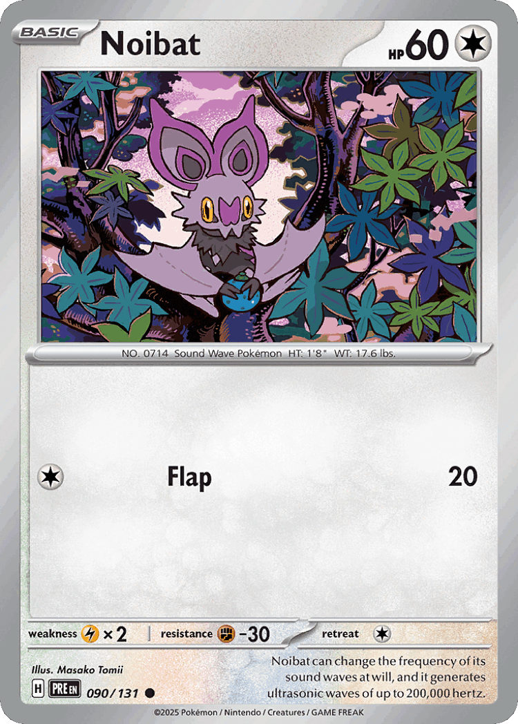 Noibat #90 from Prismatic Evolutions - Common - Illustrated by Masako Tomii