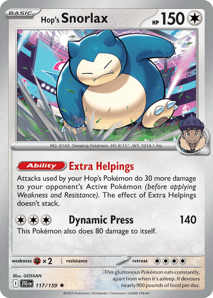 Hop's Snorlax #117 from Journey Together - Rare - Illustrated by GOSSAN