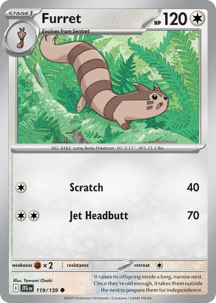 Furret #119 from Journey Together - Common - Illustrated by Tomomi Ozaki