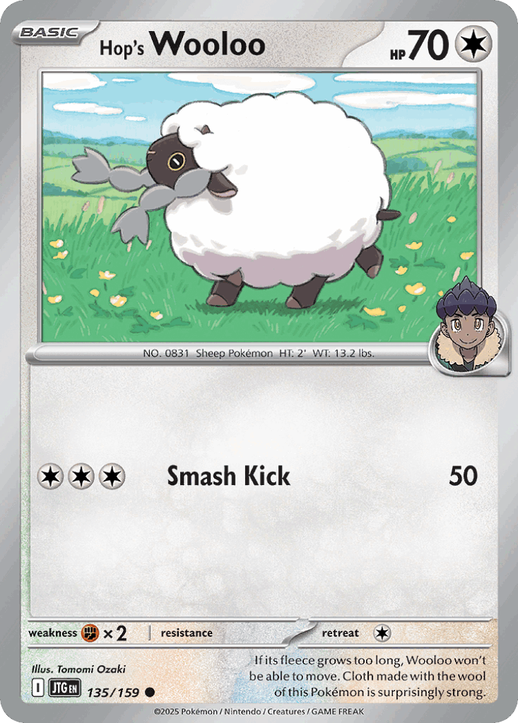 Hop's Wooloo #135 from Journey Together - Common - Illustrated by Tomomi Ozaki