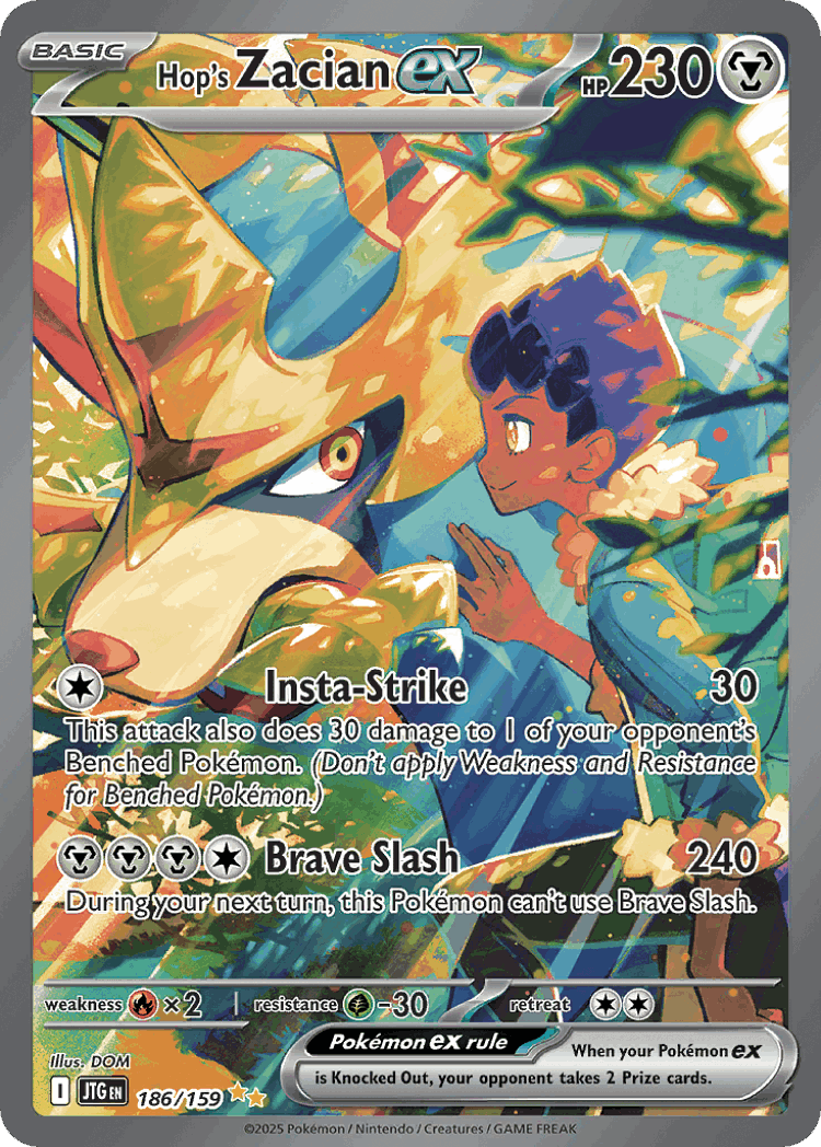 Hop's Zacian ex #186 from Journey Together - Special Illustration Rare - Illustrated by DOM