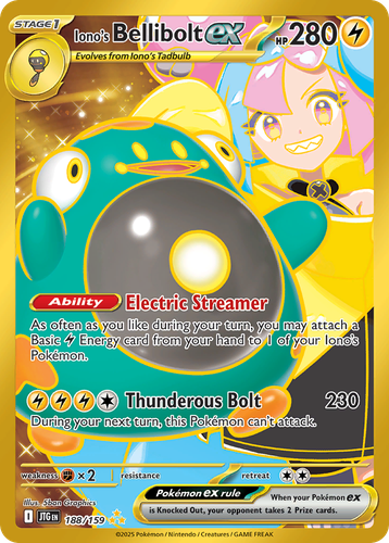Iono's Bellibolt ex #188 from Journey Together - Hyper Rare - Illustrated by 5ban Graphics