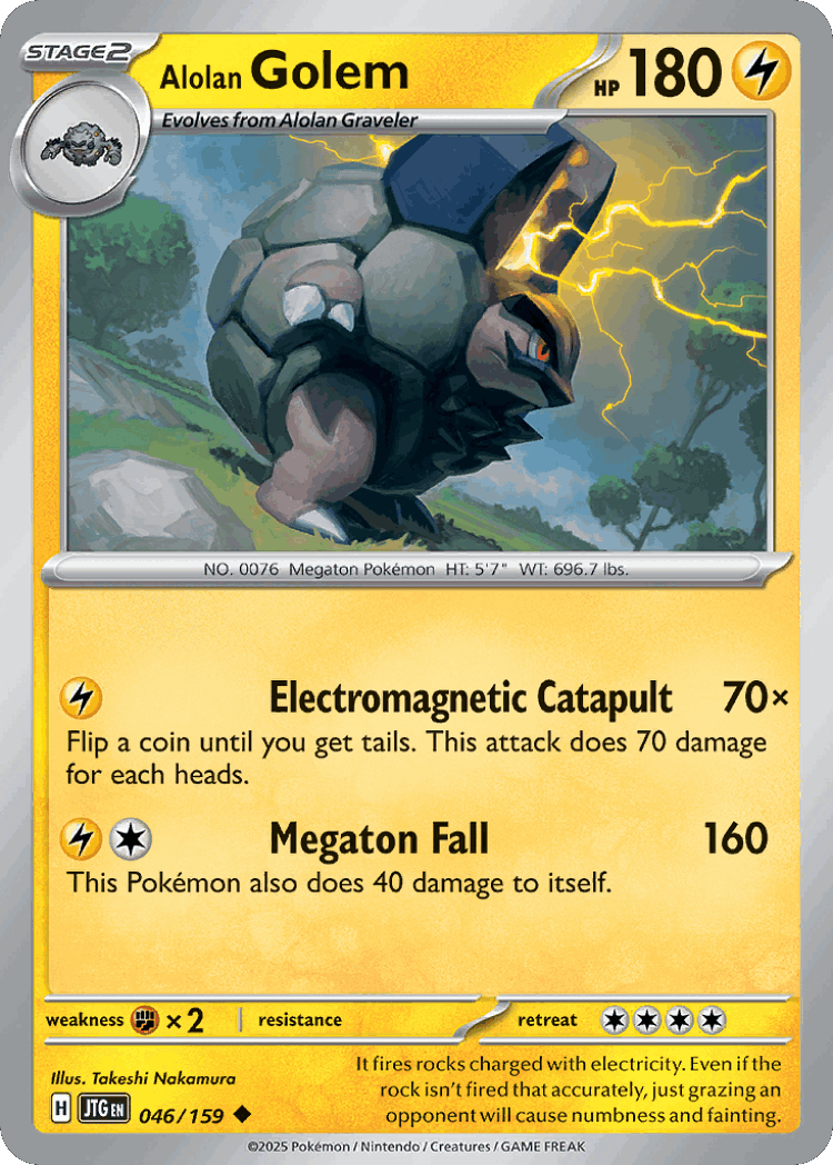 Alolan Golem #46 from Journey Together - Uncommon - Illustrated by Takeshi Nakamura