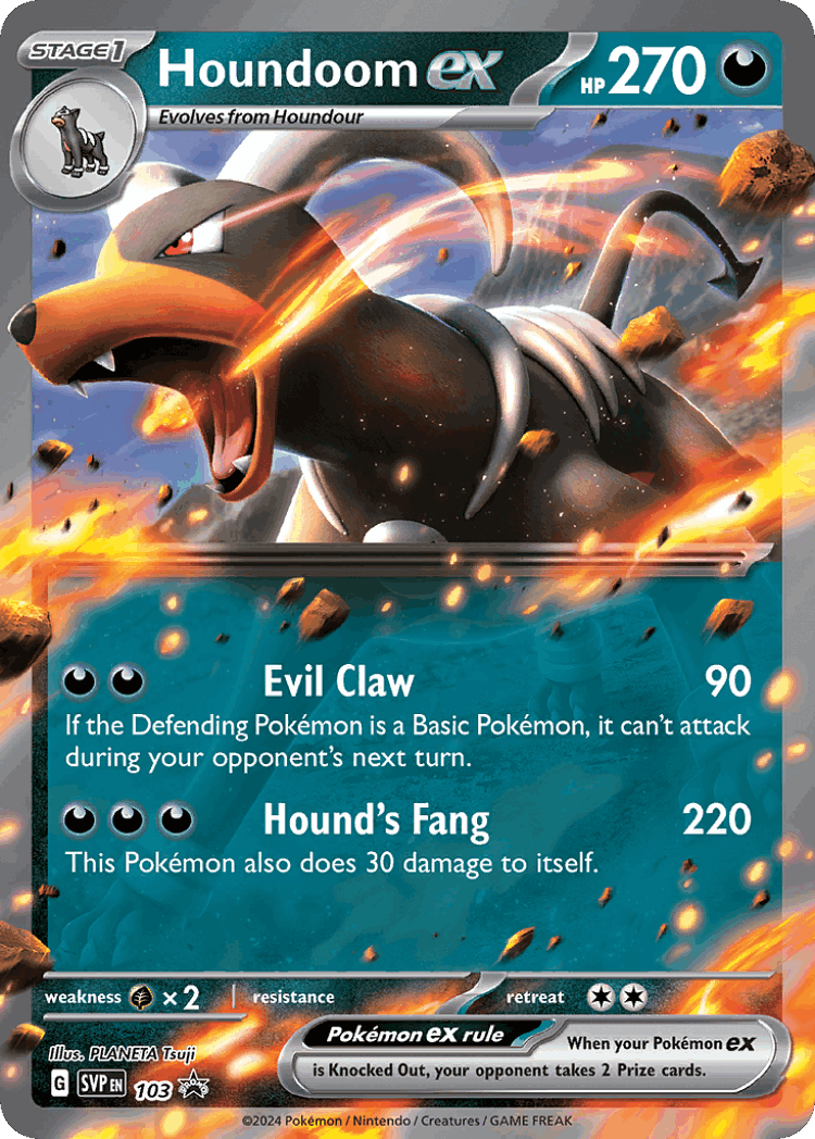 Houndoom ex #103 from Scarlet & Violet Black Star Promos - Promo - Illustrated by PLANETA Tsuji