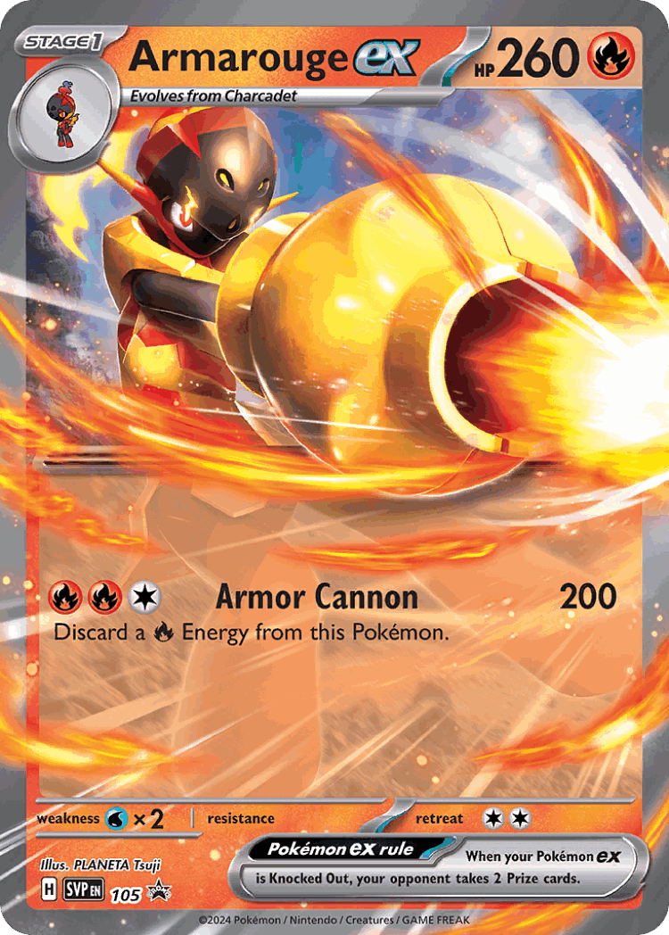Armarouge ex #105 from Scarlet & Violet Black Star Promos - Promo - Illustrated by PLANETA Tsuji