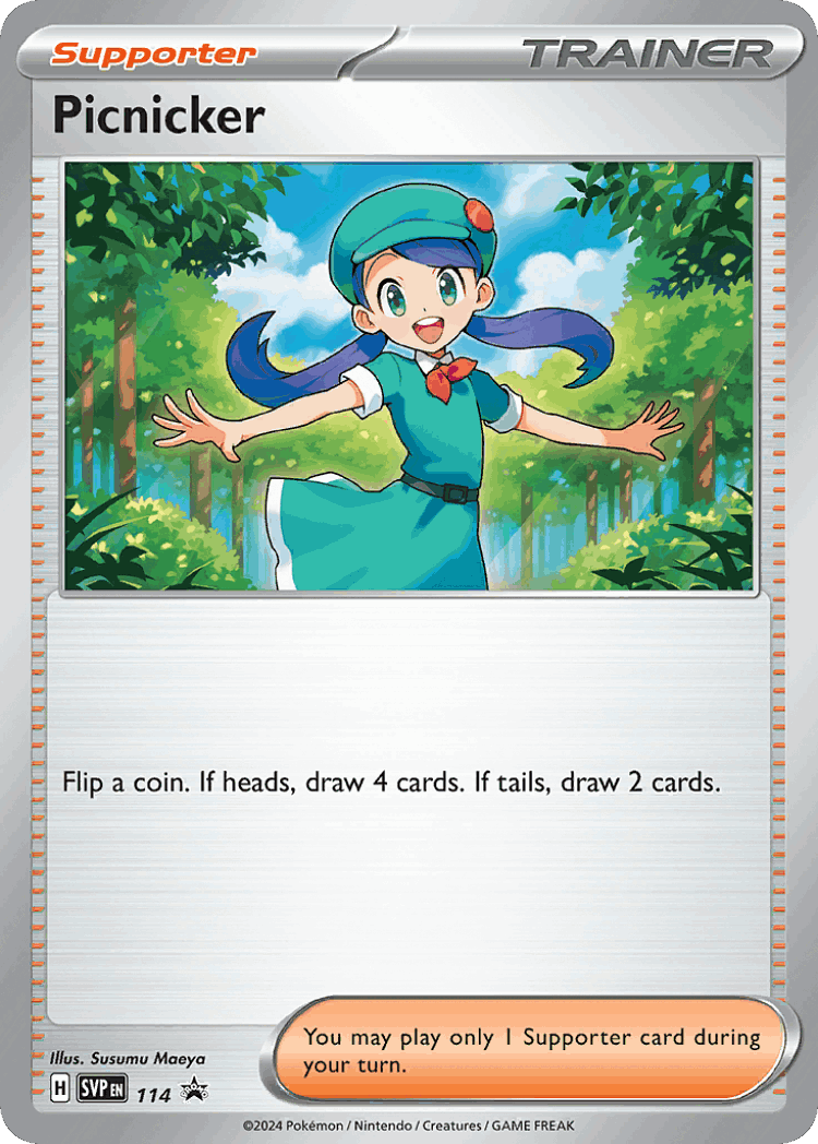 Picnicker #114 from Scarlet & Violet Black Star Promos - Promo - Illustrated by Susumu Maeya