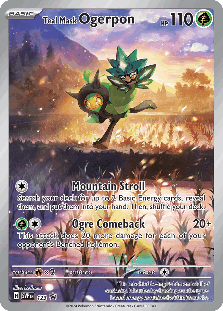 Teal Mask Ogerpon #123 from Scarlet & Violet Black Star Promos - Promo - Illustrated by kodama
