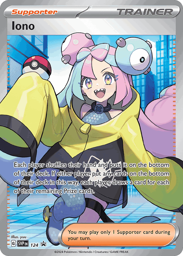 Iono #124 from Scarlet & Violet Black Star Promos - Promo - Illustrated by yuu