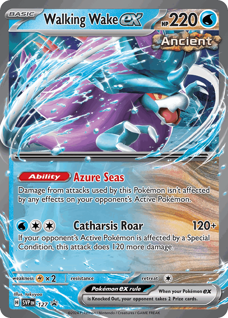 Walking Wake ex #127 from Scarlet & Violet Black Star Promos - Promo - Illustrated by takuyoa