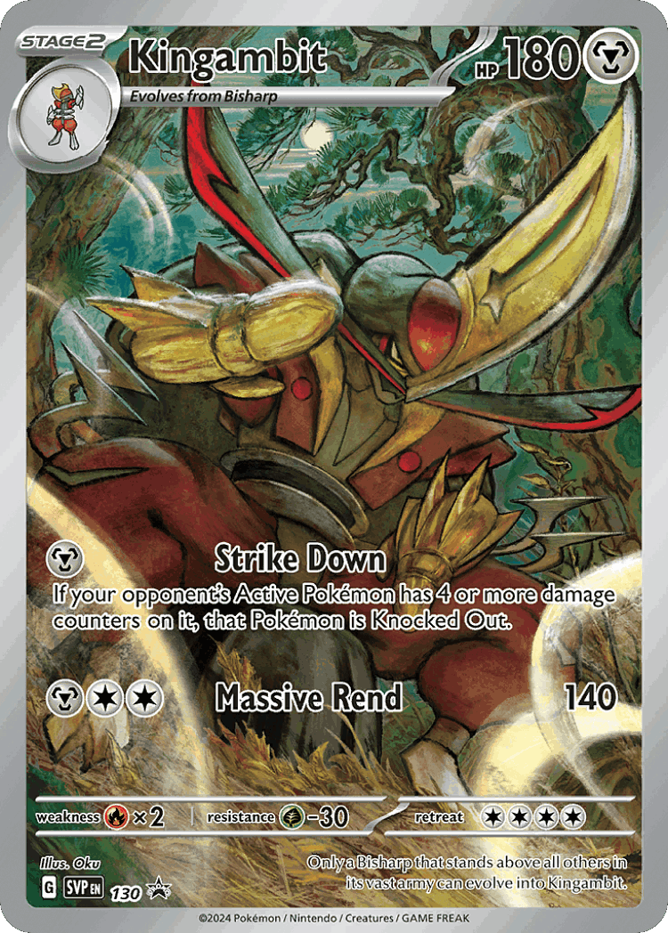 Kingambit #130 from Scarlet & Violet Black Star Promos - Promo - Illustrated by Oku