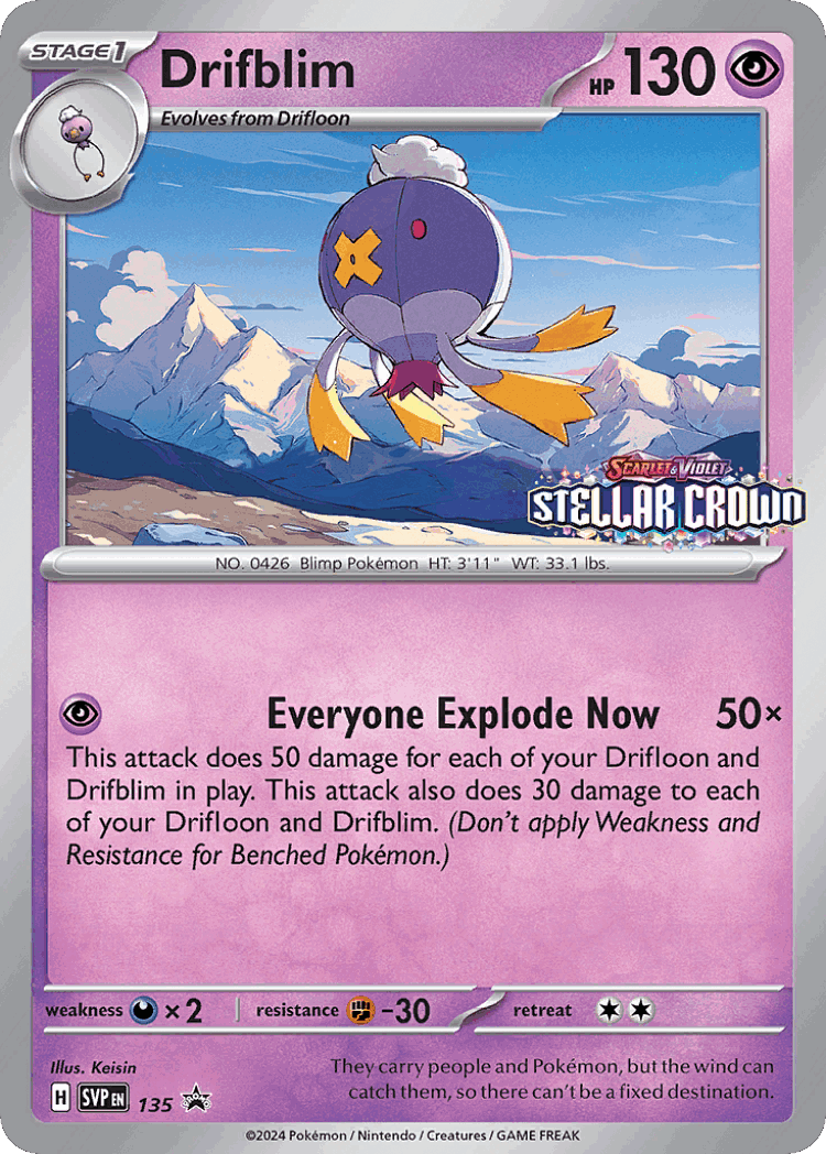 Drifblim #135 from Scarlet & Violet Black Star Promos - Promo - Illustrated by Keisin