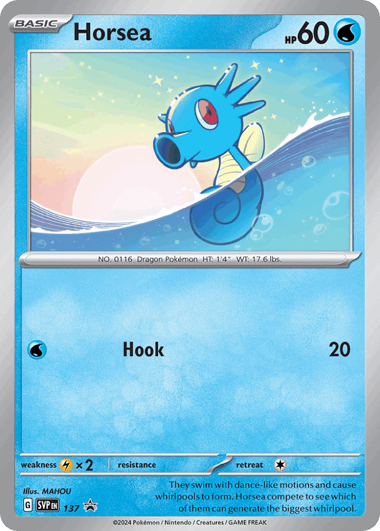 Horsea #137 from Scarlet & Violet Black Star Promos - Promo - Illustrated by MAHOU