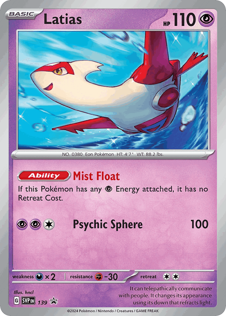 Latias #139 from Scarlet & Violet Black Star Promos - Promo - Illustrated by hncl