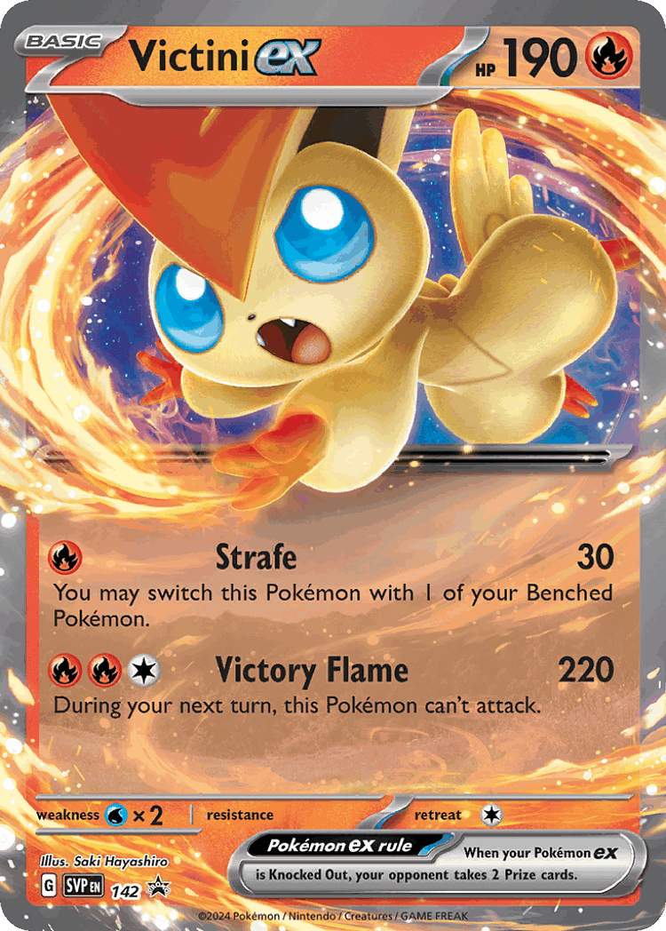 Victini ex #142 from Scarlet & Violet Black Star Promos - Promo - Illustrated by Saki Hayashiro
