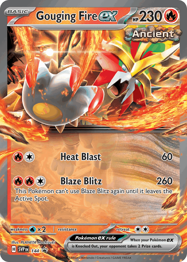 Gouging Fire ex #144 from Scarlet & Violet Black Star Promos - Promo - Illustrated by PLANETA Mochizuki