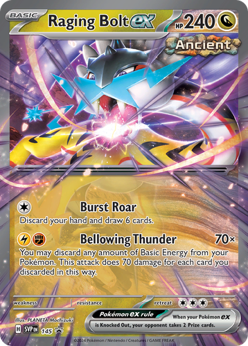 Raging Bolt ex #145 from Scarlet & Violet Black Star Promos - Promo - Illustrated by PLANETA Mochizuki
