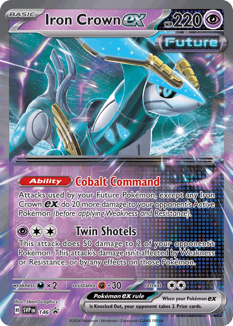 Iron Crown ex #146 from Scarlet & Violet Black Star Promos - Promo - Illustrated by 5ban Graphics