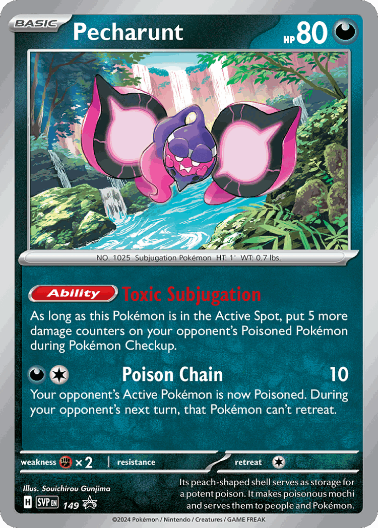 Pecharunt #149 from Scarlet & Violet Black Star Promos - Promo - Illustrated by Souichirou Gunjima